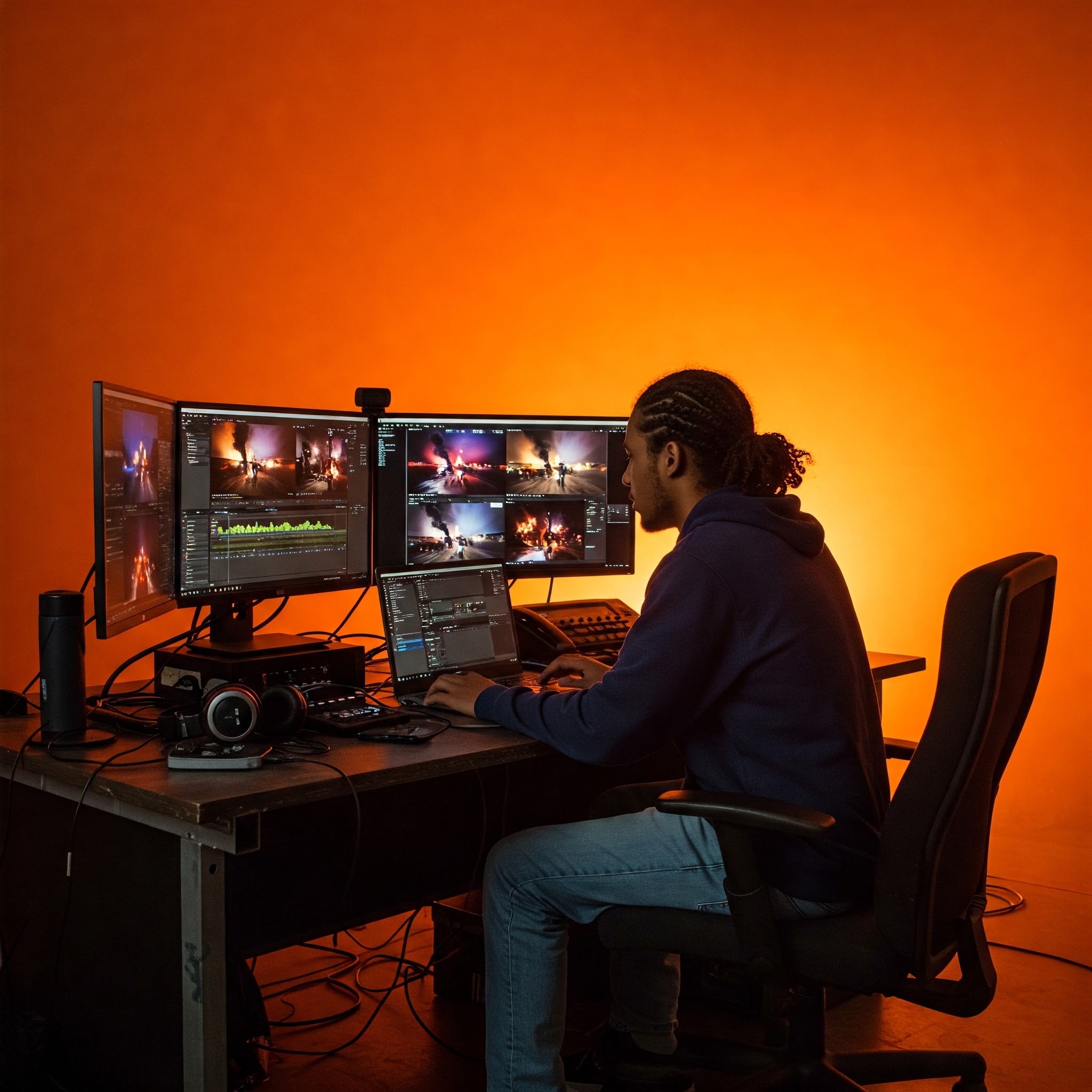 photo of Immersive Editing in a Vibrant Studio